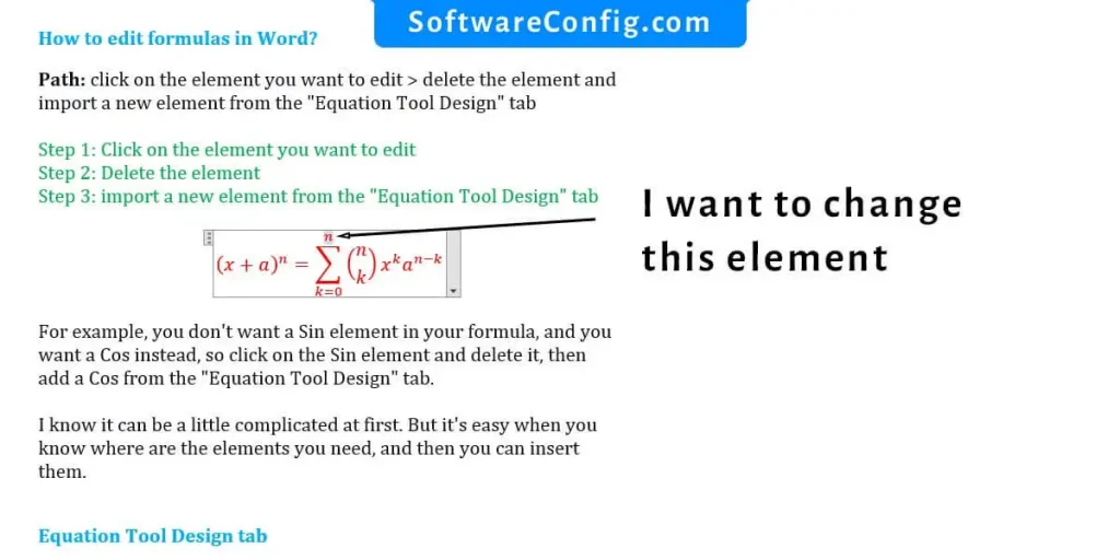 Click on the element you want to edit in formula
