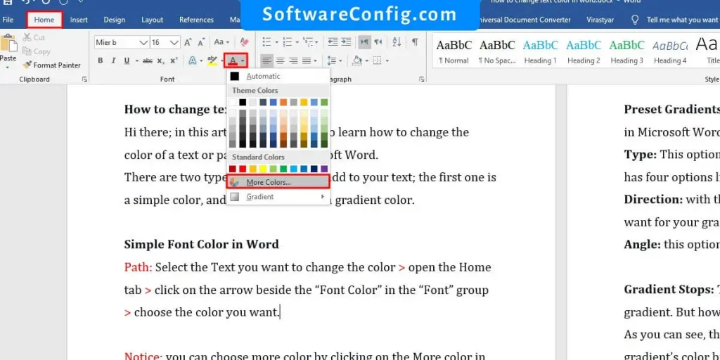 Simple Font Color in Word